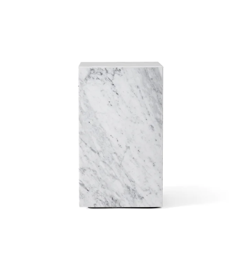 Plinth Tall Side Table - White Marble Carrara