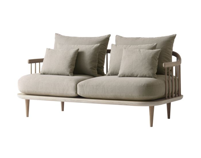 Fly Sofa SC2 2-seater Back & seat upholstered cushions Oiled oak frame