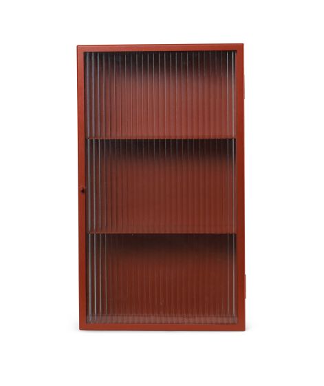 Haze Wall Cabinet - Reeded Glass - Oxide Red