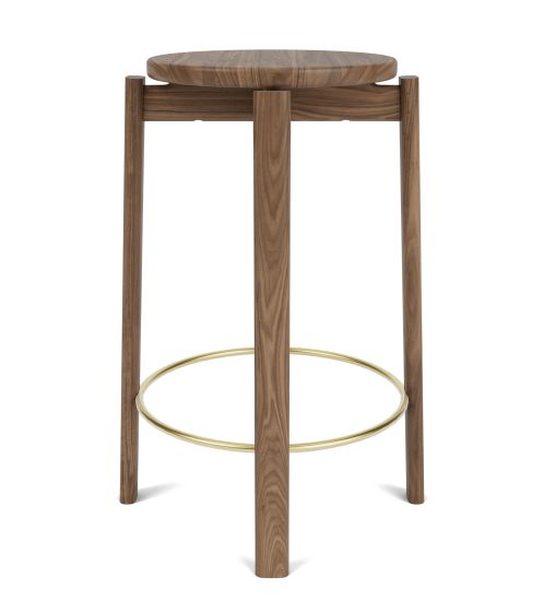Passage Bar Stool - Walnut/Brass