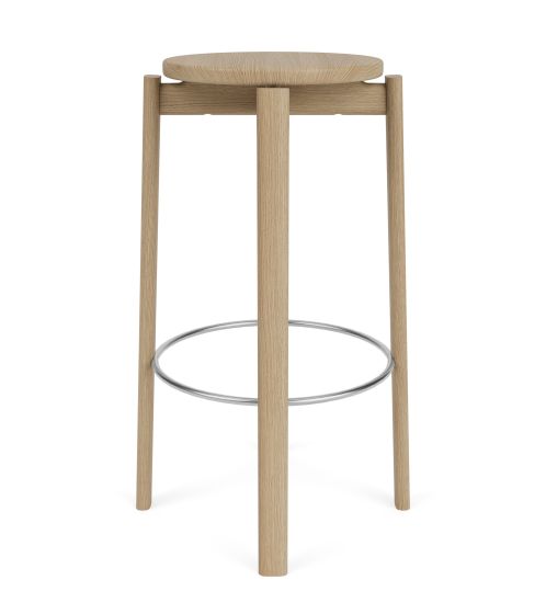 Passage Bar Stool - Natural Oak/Stainless steel