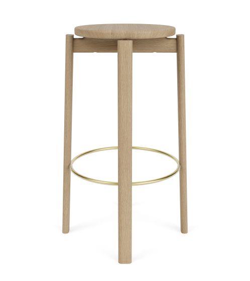Passage Bar Stool - Natural Oak/Brass