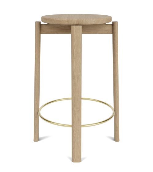 Passage Counter Stool - Natural Oak/Brass