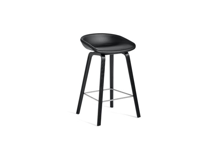AAS33 High Bar Stool H75/85 - Black Oak/Upholstery (Sierra Dark Brown)