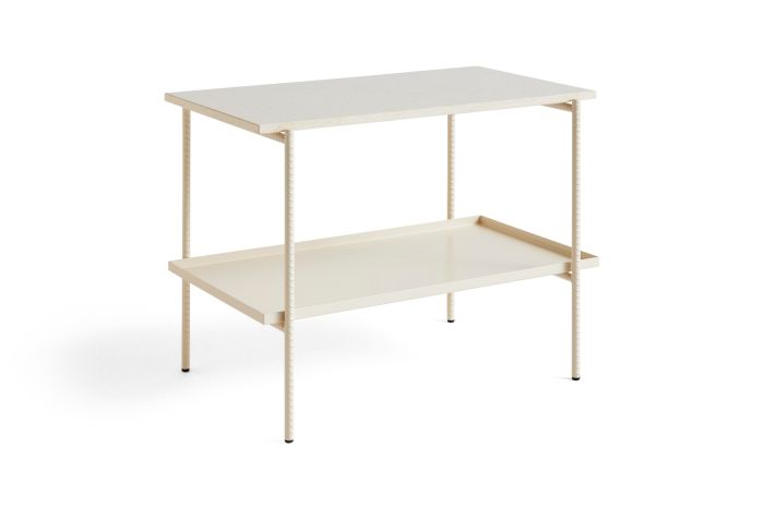 Rebar Side Table L75 x W44 x H55 - Alabaster Frame/Alabaster Tray/Beige Marble Tabletop
