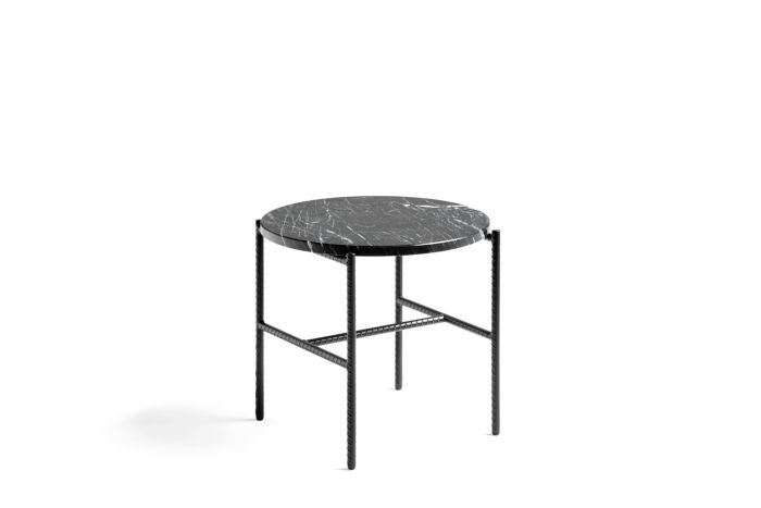 Rebar Side Table Soft Ø45 x H40.5 - Black Powder Coated Steel Frame/Black Marble Tabletop