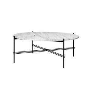 TS Coffee Table Ø105 - Round - Black Base - White Carrara Marble