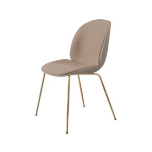 Beetle Dining Chair - Front Upholstered, Conic Base - Brass Matt/New Beige/Steelcut Trio (226)