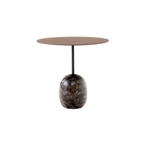 Lato Side Table LN9 Oval Ø40x50 H45 - Emperador Marble Base/Lacquered Walnut