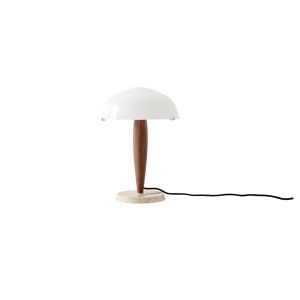 Herman Table Lamp SHY3 Cream Marble & Walnut Base - Opal Glass