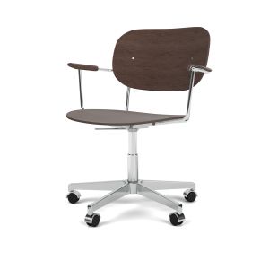 Co Task Chair with Armrests - Dark Stained Oak/Polished aluminium