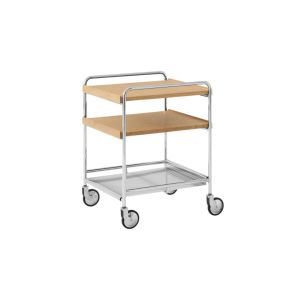 Alima Trolley NDS2 W44 D42 H55 CM - Chrome Frame / Lacquered Oak Tray