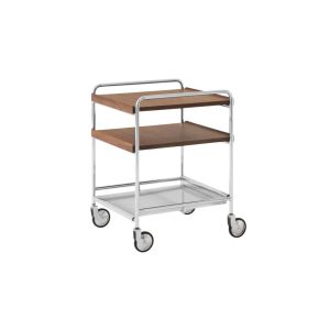 Alima Trolley NDS2 W44 D42 H55 CM - Chrome Frame / Lacquered Walnut Tray