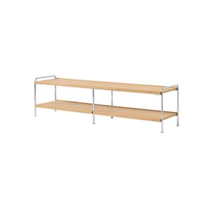 Alima Shelf NDS4  W162 H42 CM - Chrome Frame / Lacquered Oak Shelves