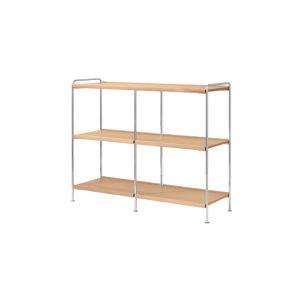 Alima Shelf NDS5  W123 H95 CM - Chrome Frame / Lacquered Oak Shelves