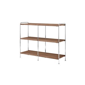 Alima Shelf NDS5  W123 H95 CM - Chrome Frame / Lacquered Walnut Shelves