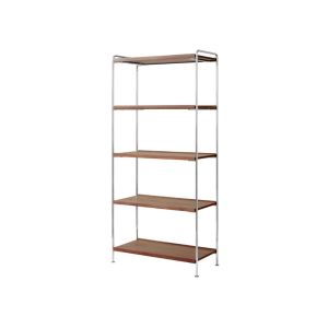 Alima Shelf NDS6 W83 H174 CM - Chrome Frame / Lacquered Walnut Shelves