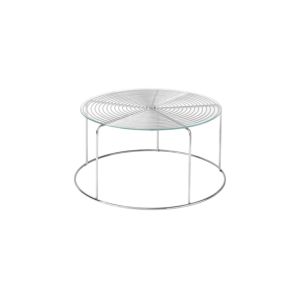 Wire Coffee Table VP17 Ø74 H36 CM - Stainless Steel Base / Clear Glass Tabletop