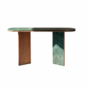 Roots 001 Console - Indian Green Marble top - Veneer Wood
