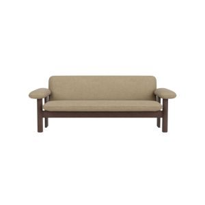 Brasilia 2 Seater Sofa - Dark Stained Oak/Upholstery (Boucle 02 (Beige))