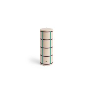 Column Candle-Large-Off-white, green bordeaux and silver