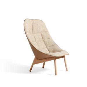 Uchiwa Quilted Lounge Chair - Lacquered Oak/Front Flamiber|Sand J7/Back Remix|233