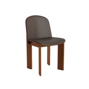 Chisel 65 Dining Chair - Lacquered Walnut / Front Upholstery Grano Leather Chocolate