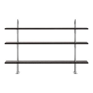 نظام الرفوف كين – قوسان و3 رفوف – فولاذ مقاوم للصدأ بلمسة ساتان / بني / قشرة خشب الدردار الأسود