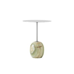Lato Side Table - Limited Edition - LN8 Round Ø40 H50 - Onyx marble base/ Tabletop Stainless steel Polished_035-100 (SPARE PARTS)