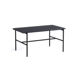 Rebar Coffee Table L80 x W49 x H40.5 - Soft Black Powder Coated Steel Frame/Black Marble Tabletop