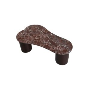 Rosso Levanto Marble Top and Wooden Base Coffee Table