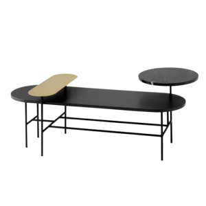 Palette Coffee Table JH7 L115 W68 H47 cm Brass Nero Marquina marble Black lacquered ash veneer