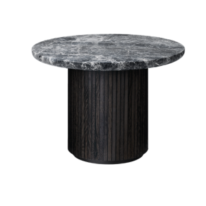 Moon Coffee Table - Round, Ø60 x H45, Marble Top - Brown-Black Stained Oak Veneer/Grey Emperador Marble