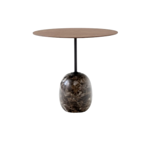 Lato Side Table LN9 Oval Ø40x50 H45 - Emperador Marble Base/Lacquered Walnut