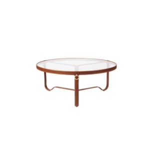 Adnet Coffee Table Ø100 - Tan Leather