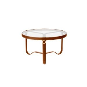 Adnet Coffee Table Ø70 - Tan Leather