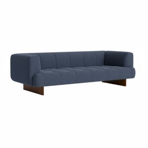 Quilton Lift 3 seater Black oak base-Full upholstery-Turf-Blue grey
