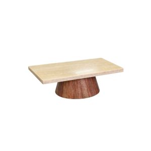 Beige Travertine Top and Red Travertine Base Marble Coffee Table
