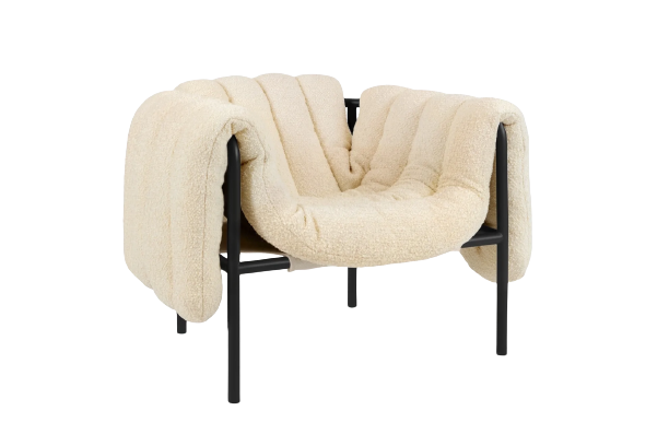 Puffy Lounge Chair - Eggshell/Black Grey PC, by Faye Toogood