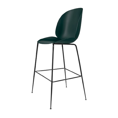 Beetle Bar 75 Chair - Black Matt/Dark Green, Plastic Glides