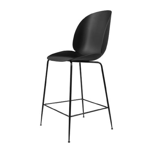 Beetle Counter 65 Chair - Black Matt/Black, Plastic Glides