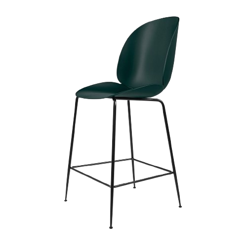 Beetle Counter 65 Chair - Black Matt/Dark Green, Plastic Glides