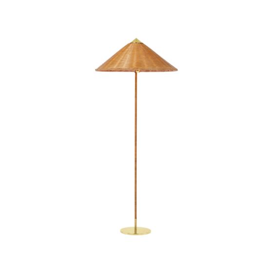 9602 Floor Lamp - Brass/Wicker Willow