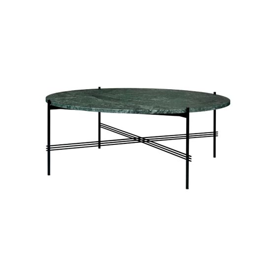 TS Coffee Table Ø105 - Black Base / Green Guatemala Marble Top