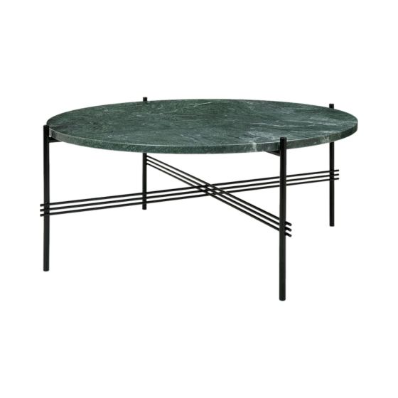 TS Coffee Table Ø80 - Round - Black base Green Guatemala Marble