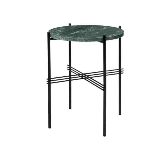 TS Side Table Ø40 - Round - Black base Green Guatemala Marble