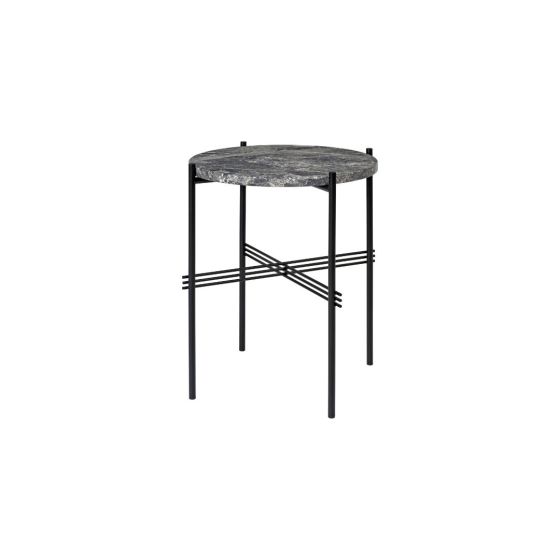 TS Side Table Ø40 - Black Base / Grey Emperador Marble Top