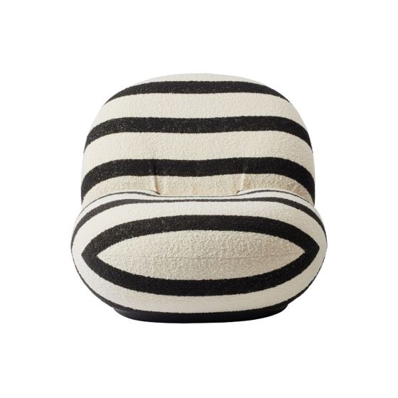 Pacha Lounge Chair Fully Upholstered Returning Swivel - Black Semi Matt / Karakorum Stripe, Dedar (Black/White, Standard)