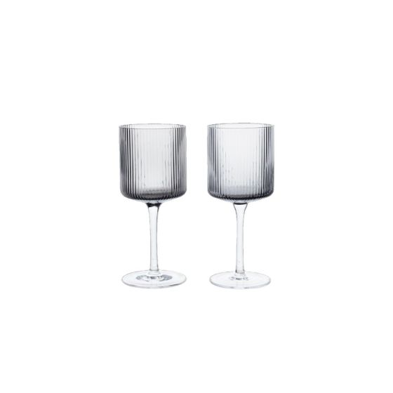Ripple White Wine Glasses - Set of 2 - Smoked Grey