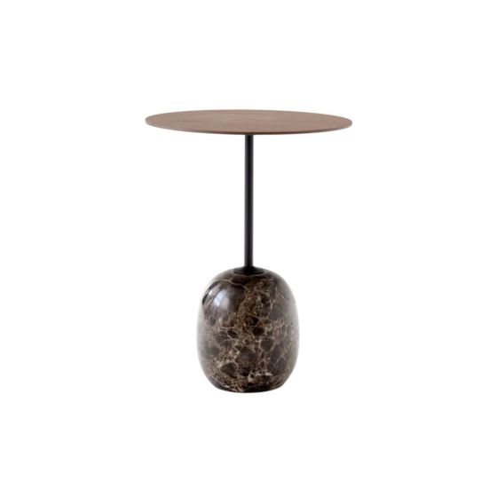 Lato Table LN8 Round Ø40 - Lacquered Walnut/Emparador Marble